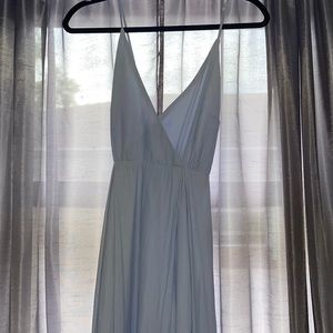 Long summer dress with slit openings on the side cross back and zipper